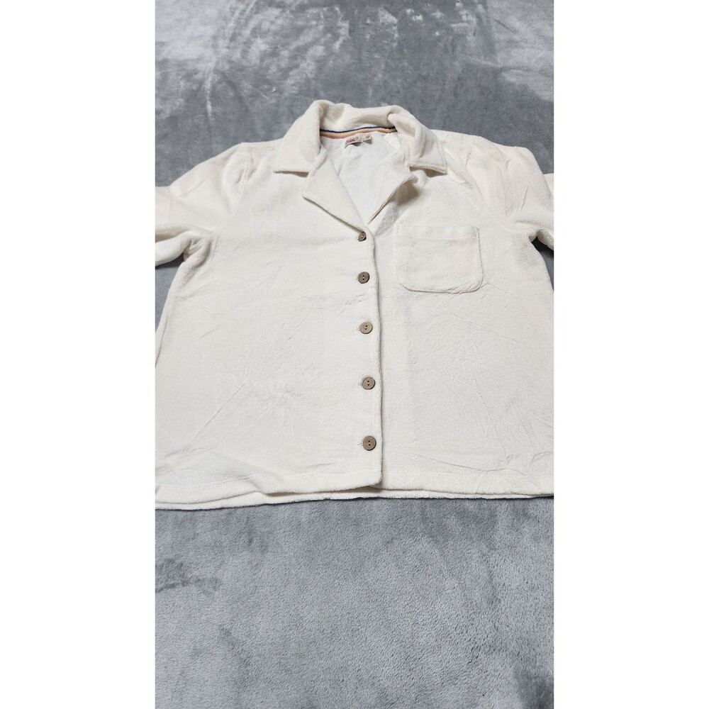 Faherty Men's Small White Button Down Cotton Blend Polo Shirt - Picture 2 of 7